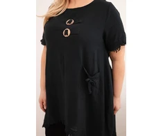 Moteriška Plus Size medvilninė suknelė, juodos spalvos