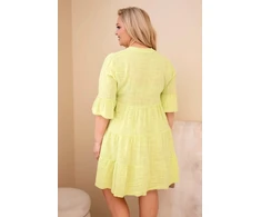 Moteriška Plus Size medvilninė suknelė su raukiniais, šviesiai žalios spalvos