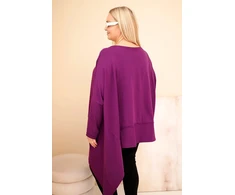 Moteriška Plus Size medvilninė tunika su asimetrine apačia, tamsiai violetinės spalvos