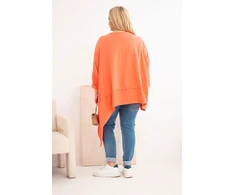 Moteriška Plus Size medvilninė tunika su asimetrišku apačios kirpimu, persikų spalvos