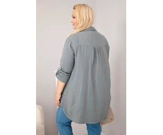 Moteriška Plus Size muslininė palaidinė, tamsiai pilkos spalvos