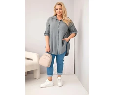 Moteriška Plus Size muslininė palaidinė, tamsiai pilkos spalvos