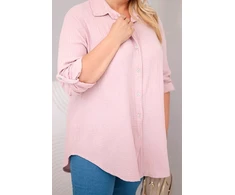 Moteriška Plus Size muslino palaidinė, pudrinės rožinės spalvos