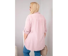 Moteriška Plus Size muslino palaidinė, pudrinės rožinės spalvos