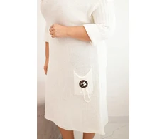 Moteriška Plus Size oversize moherio suknelė su kišene, ekru spalvos