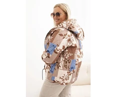 Moteriška Plus Size oversize striukė su gobtuvu, fango spalvos