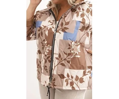 Moteriška Plus Size oversize striukė su gobtuvu, fango spalvos