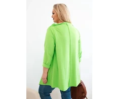 Moteriška Plus Size palaidinė asimetriniu priekiu, šviesiai žalios spalvos