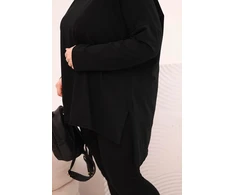 Moteriška Plus Size palaidinė ilgomis rankovėmis, juodos spalvos