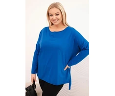 Moteriška Plus Size palaidinė ilgomis rankovėmis, kobalto mėlynos spalvos