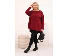 Moteriška Plus Size palaidinė ilgomis rankovėmis, bordo spalvos