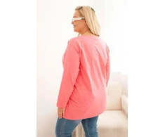 Moteriška Plus Size palaidinė ilgomis rankovėmis, rožinės spalvos