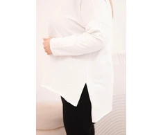 Moteriška Plus Size palaidinė ilgomis rankovėmis, balta
