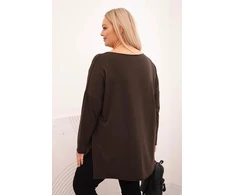 Moteriška Plus Size palaidinė ilgomis rankovėmis, rudos spalvos