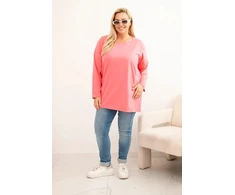 Moteriška Plus Size palaidinė ilgomis rankovėmis, rožinės spalvos