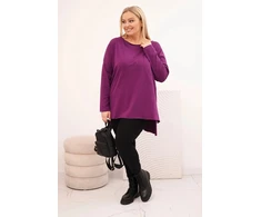 Moteriška Plus Size palaidinė ilgomis rankovėmis, tamsiai violetinė