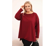 Moteriška Plus Size palaidinė ilgomis rankovėmis, bordo spalvos