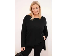 Moteriška Plus Size palaidinė ilgomis rankovėmis, juodos spalvos