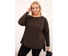 Moteriška Plus Size palaidinė ilgomis rankovėmis, rudos spalvos