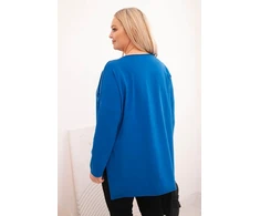 Moteriška Plus Size palaidinė ilgomis rankovėmis, kobalto mėlynos spalvos
