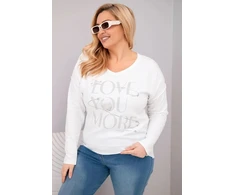 Moteriška Plus Size palaidinė „Love You More“, balta