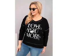 Moteriška Plus Size palaidinė „Love You More“, juodos spalvos