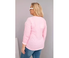 Moteriška Plus Size palaidinė „Love You More“, šviesiai rožinės spalvos