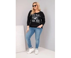 Moteriška Plus Size palaidinė „Love You More“, juodos spalvos