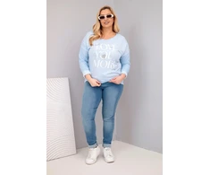 Moteriška Plus Size palaidinė LOVE YOU MORE, mėlynos spalvos