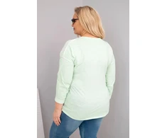 Moteriška Plus Size palaidinė LOVE YOU MORE, mėtų spalvos