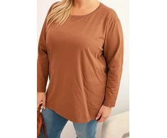 Moteriška Plus Size palaidinė su apvalia iškirpte, kapučino spalvos