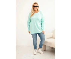 Moteriška Plus Size palaidinė su apvalia iškirpte, mėtų spalvos