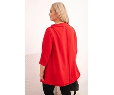 Moteriška Plus Size palaidinė su asimetriniu priekiu ir užlenktomis rankovėmis, raudonos spalvos