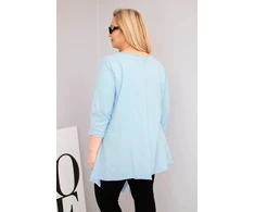 Moteriška Plus Size palaidinė su asimetriniu apačios kirpimu ir iškirpimais, mėlynos spalvos