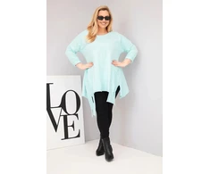 Moteriška Plus Size palaidinė su asimetriniu kirpimu, mėtų spalvos