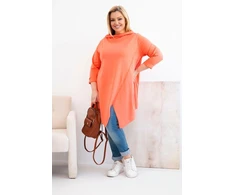 Moteriška Plus Size palaidinė su asimetrišku priekiu, persikinės spalvos