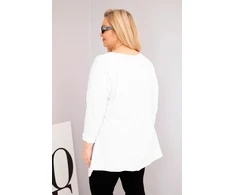 Moteriška Plus Size palaidinė su asimetrišku apačios kirpimu ir iškirpimais, balta
