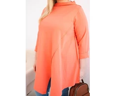 Moteriška Plus Size palaidinė su asimetrišku priekiu, persikinės spalvos