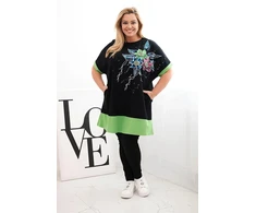 Moteriška Plus Size palaidinė su gėlių raštu, žalia