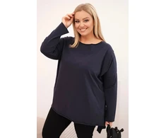 Moteriška Plus Size palaidinė su ilgomis rankovėmis, tamsiai mėlynos spalvos