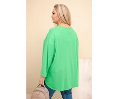 Moteriška Plus Size palaidinė su kišene ir rankovėmis, šviesiai žalios spalvos
