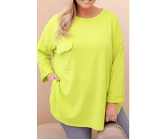 Moteriška Plus Size palaidinė su kišene, mėtų spalvos