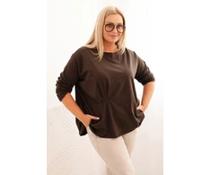 Moteriška Plus Size palaidinė su kišene, chaki spalvos