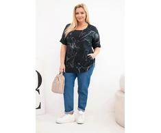 Moteriška Plus Size palaidinė su kišene, juodos spalvos