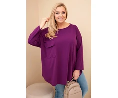 Moteriška Plus Size palaidinė su kišene, tamsiai violetinė