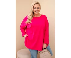 Moteriška Plus Size palaidinė su kišene, fuksijos spalvos