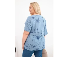 Moteriška Plus Size palaidinė su kišene, džinso mėlynos spalvos