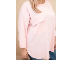 Moteriška Plus Size palaidinė su kišene, pudrinės rožinės spalvos