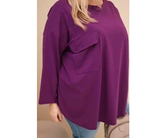 Moteriška Plus Size palaidinė su kišene, tamsiai violetinė
