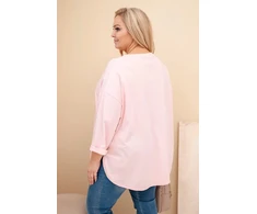 Moteriška Plus Size palaidinė su kišene, pudrinės rožinės spalvos